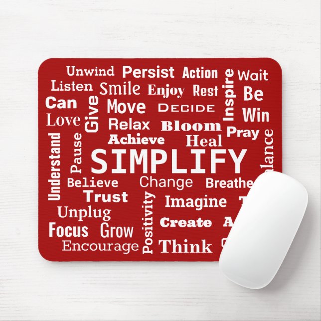 Mousepad Nuvem de Palavras Motivada em Vermelho (Com mouse)