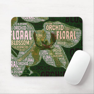Mousepad Nuvem floral da palavra da parte traseira do verde