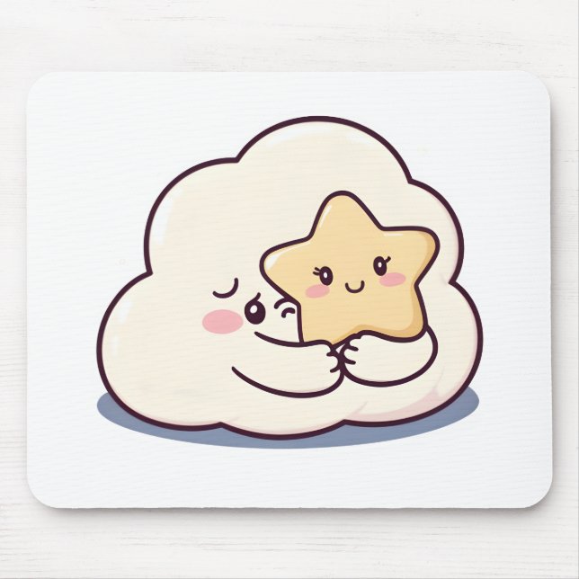 Mousepad Nuvem Tímida Abrangendo uma Estrela - Charada do C (Frente)