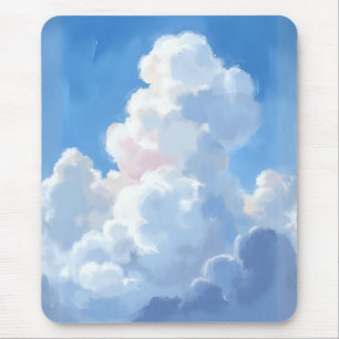Mousepad Nuvens Brancas Céu Azul Bonito Aquarela