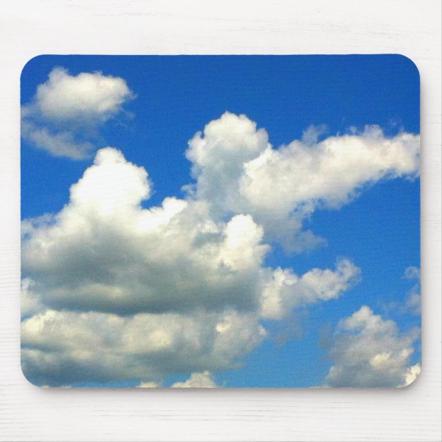 Mousepad Nuvens brancas e peludas de céu azul (Frente)