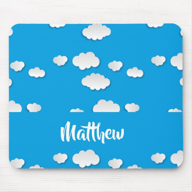 Mousepad Nuvens brancas em azul (Frente)