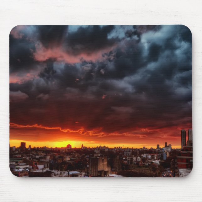 Mousepad Nuvens, por do sol e vermelho (Frente)
