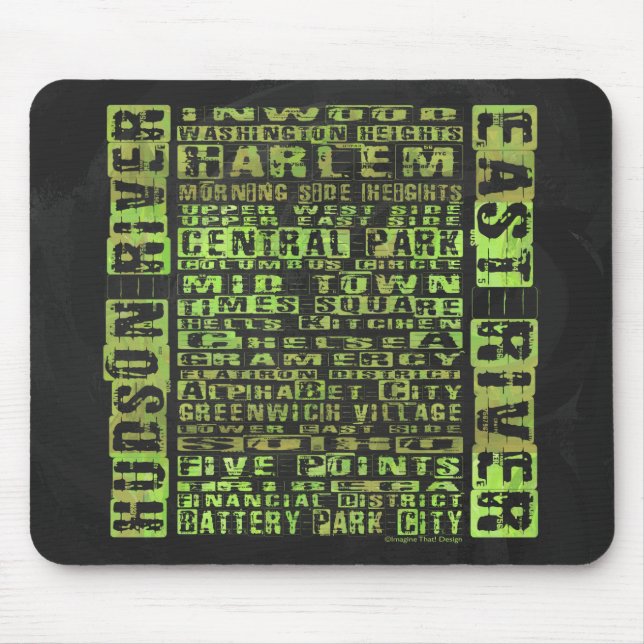 Mousepad NYC Neighborods Green (Frente)