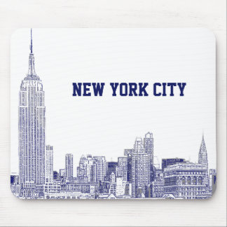 Mousepad NYC Skyline Etch 01 Azul