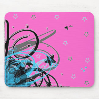 Mousepad o abstrato do azul roda em um fundo cor-de-rosa