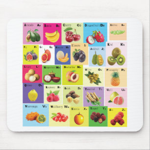 Mousepad O alfabeto inglês com Fruta exótica