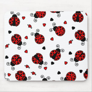 Mousepad O amor desinseta joaninhas vermelhos