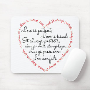 Mousepad O amor é coração paciente da palavra