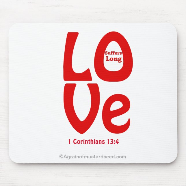 Mousepad O AMOR sofre uma longa citação Bíblia (Frente)