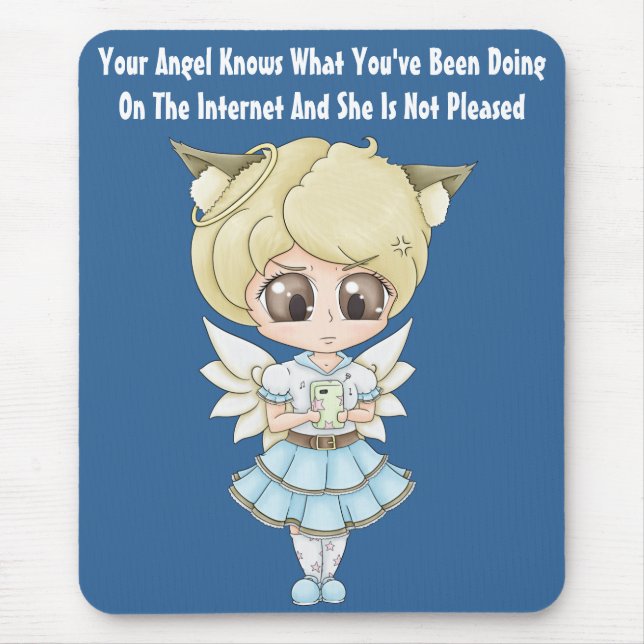 Mousepad O anjo sabe o que você tem feito no Internet (Frente)