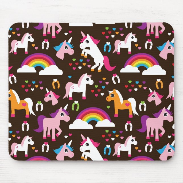 Mousepad o arco-íris do unicórnio caçoa o cavalo do fundo (Frente)