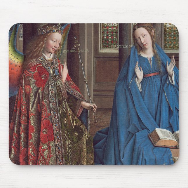 Mousepad O aviso, C. 1434 - 36 (óleo em canvas) (Frente)