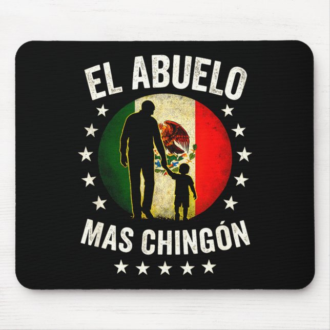 Mousepad O Avô Mais Chingón - Silhueta de Avô Mexicano (Frente)