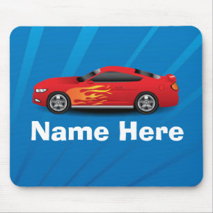 Mousepad O azul brilhante com o carro de esportes vermelho
