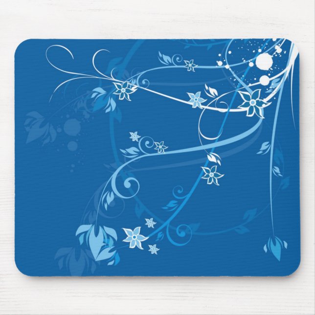 Mousepad O azul floresce a camisa (Frente)