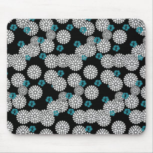 Mousepad O azul preto de Sakura floresce o teste padrão