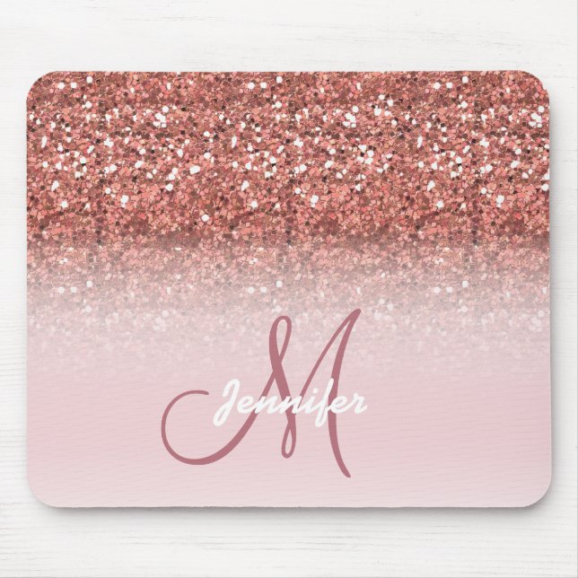 Mousepad O brilho Dourado cor-de-rosa feminino (Frente)