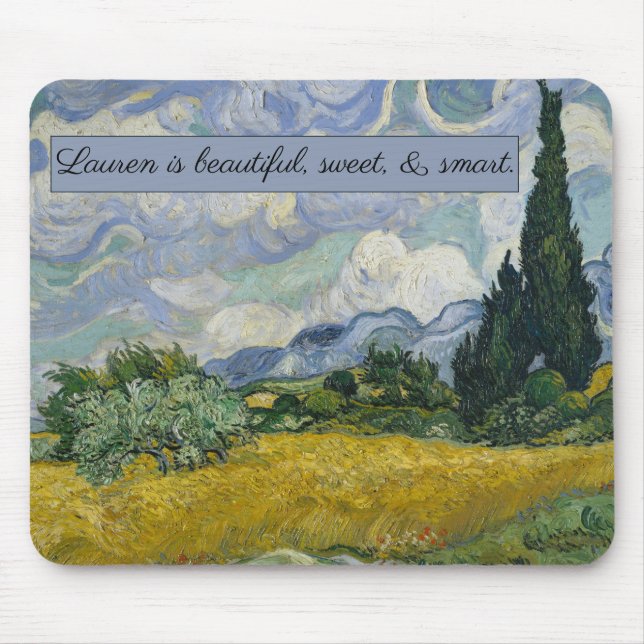Mousepad O Campo de Trigo de Vincent van Gogh com CyPrensas (Frente)