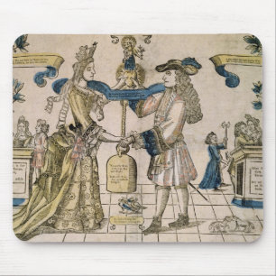 Mousepad O casamento feliz (woodcut colorido estêncil)