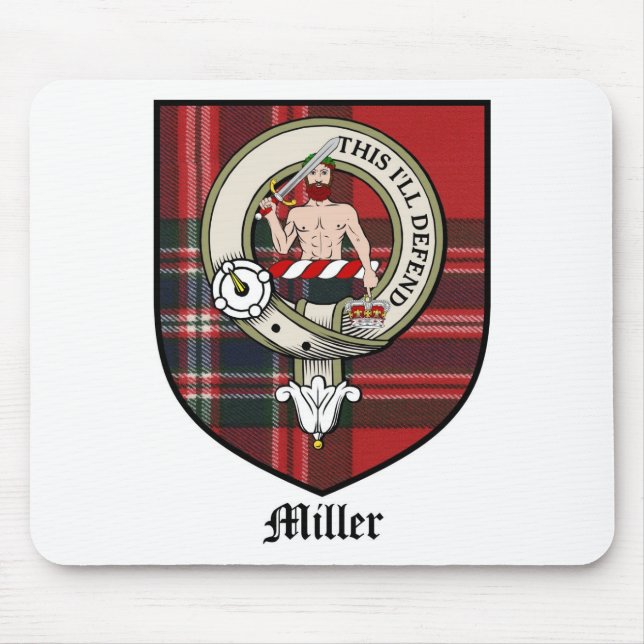 Mousepad O clã de Miller Crest o Tartan do crachá (Frente)