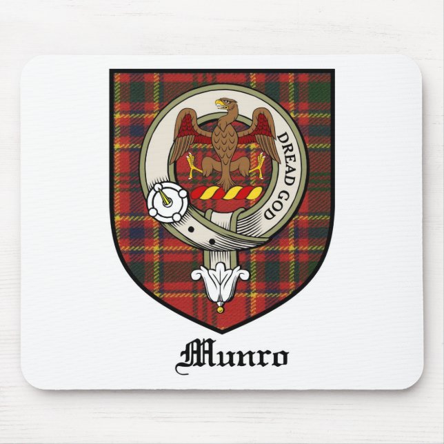 Mousepad O clã de Munro Crest o Tartan do crachá (Frente)