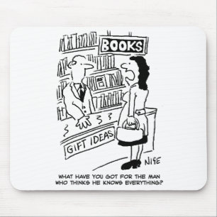 Mousepad O cliente da loja de livros pergunta ao comerciant