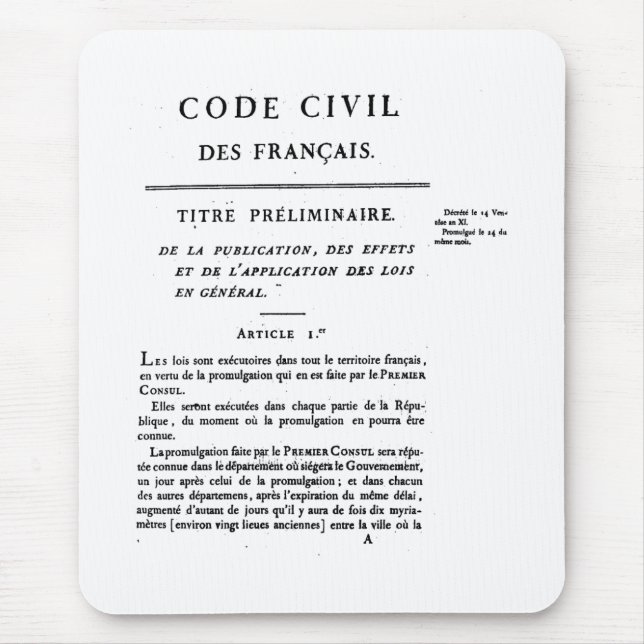 Mousepad O código civil página de France da ?a imprimiu no (Frente)