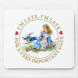 Mousepad O coelho branco apressa-se por Alice no país das