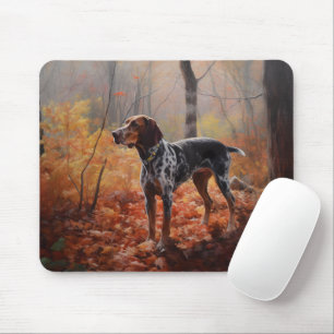 Mousepad O Conhound Bluetick nas Folhas de outono cai inspi