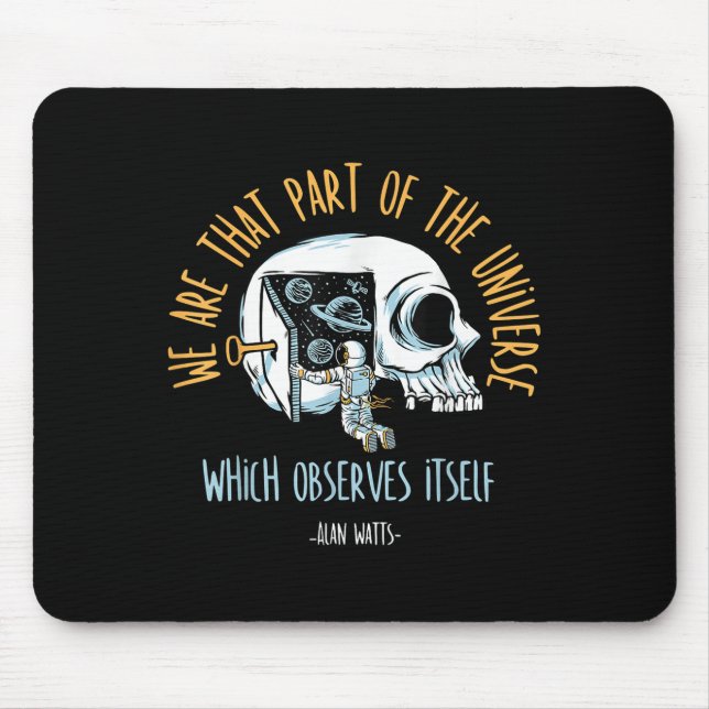 Mousepad O crânio do espaço filosófico Alan Watta citação a (Frente)