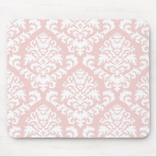 Mousepad O DAMASCO de BILTMORE no BRANCO e CORA ROSA