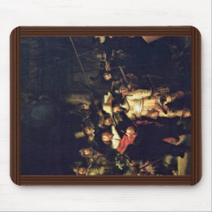 Mousepad O detalhe do relógio de noite por Rembrandt