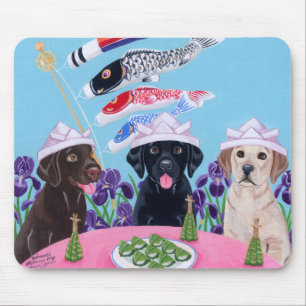 Mousepad O dia Labradors das crianças japonesas