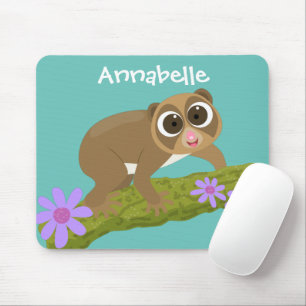 Mousepad O doce e feliz loris em desenhos animados