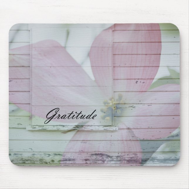 Mousepad O Dogwood da gratitude inspirou floral cor-de-rosa (Frente)