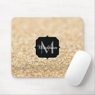 Mousepad O dourado do champanhe brilha como brilho Monogram