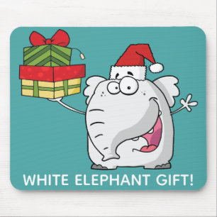 Mousepad O Elefante Branco Santa Hat dá cartoon
