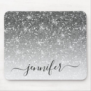 Mousepad O Elegante Silver Glitter Dispara Seu Nome