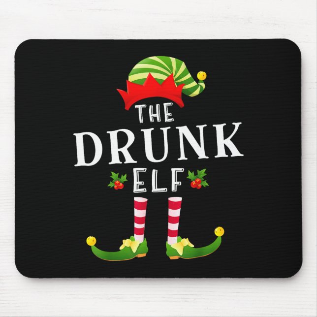 Mousepad O Elfo Bêbado Pijama de Natal Combinando  (Frente)