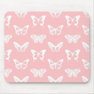 Mousepad O esboço da borboleta, descasca o rosa e o branco
