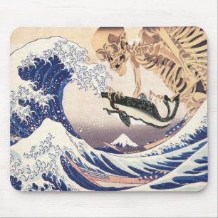 Mousepad O espectador de esqueleto na onda do Excelente