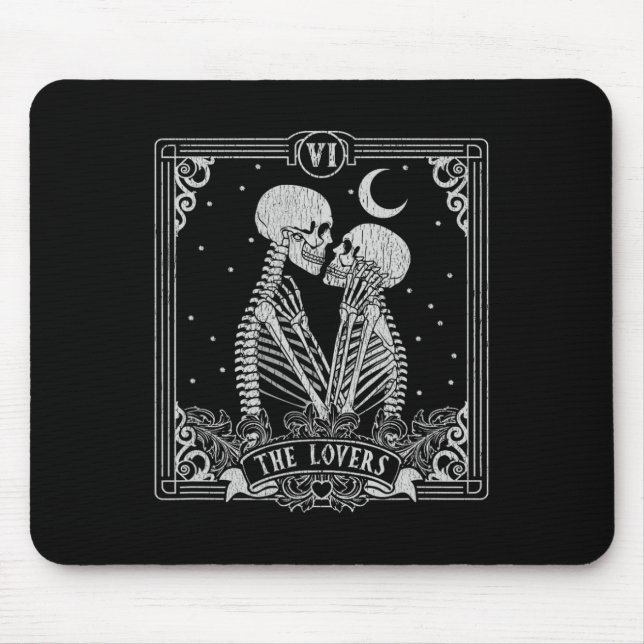 Mousepad O esqueleto da placa tarot dos amantes Dia de os n (Frente)