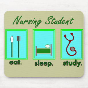 Mousepad o estudante dos cuidados come o estudo do sono