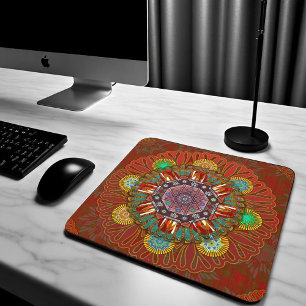 Mousepad O Filtro Vermelho Floral do Pico Manipur Mandala