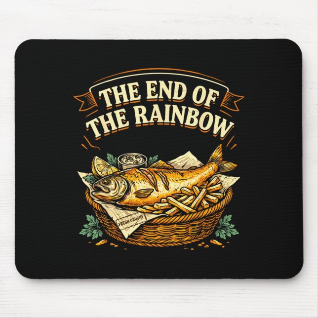 Mousepad O fim do arco-íris peixe e batata frita engraçado (Frente)