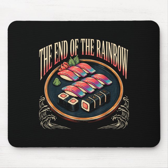 Mousepad O fim do arco-íris sushi truta engraçado pescando (Frente)