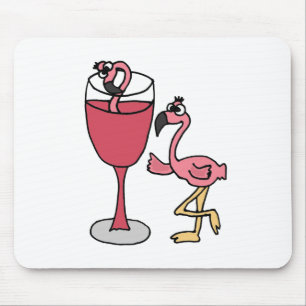 Mousepad O flamingo cor-de-rosa cora dentro vidro de vinho