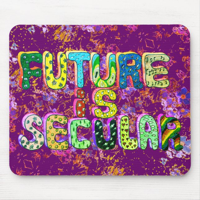 Mousepad O FUTURO É SECULAR EM verde e roxo (Frente)