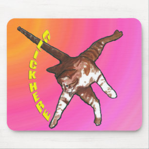Mousepad O gato diz clica aqui! Tapete do rato cor-de-rosa